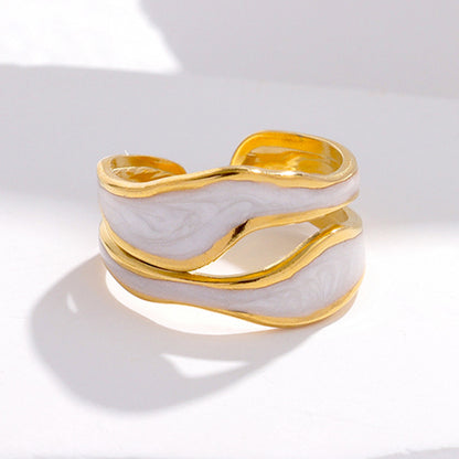 Simple Open-toed Rings Fashion Golden Titanium Steel Ring