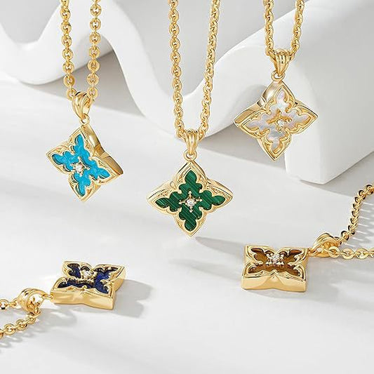 14k Gold-plated Zircon Pendant Necklace With A Clavicle Chain