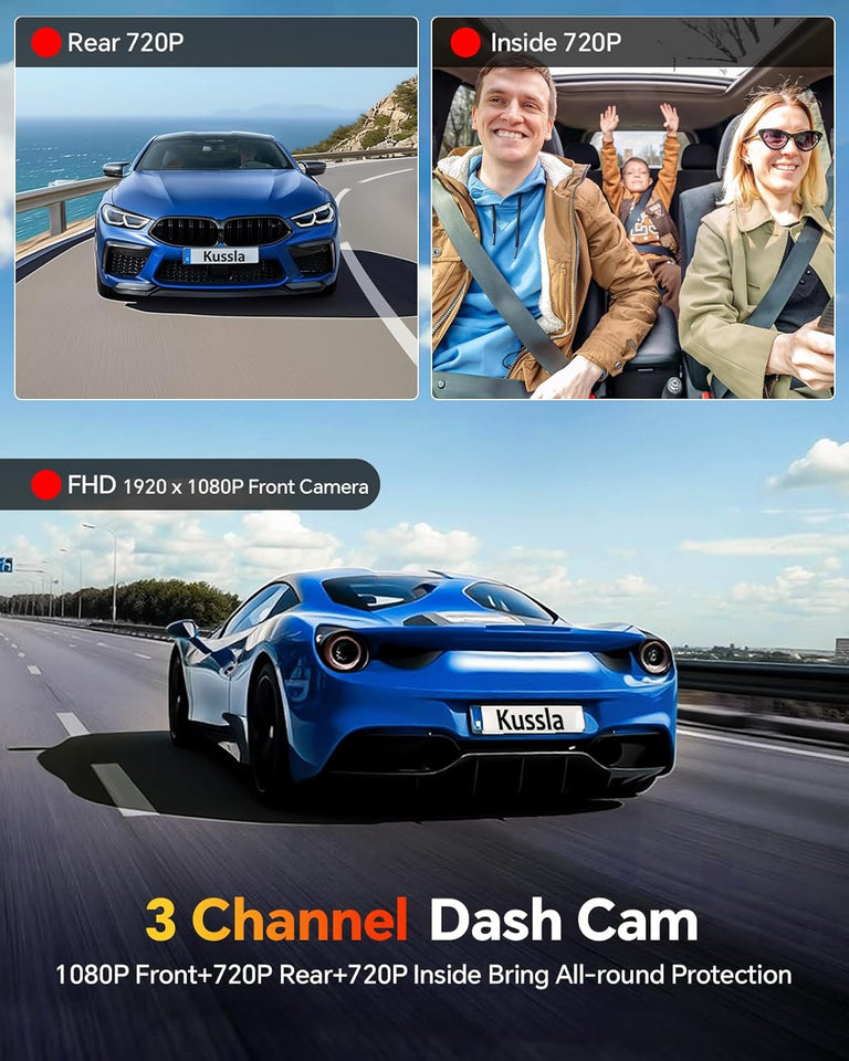Dash Cam Front and Rear inside 3 Channel Dashcam for Cars 1080P - Uncategorized | Buy Online in UK
