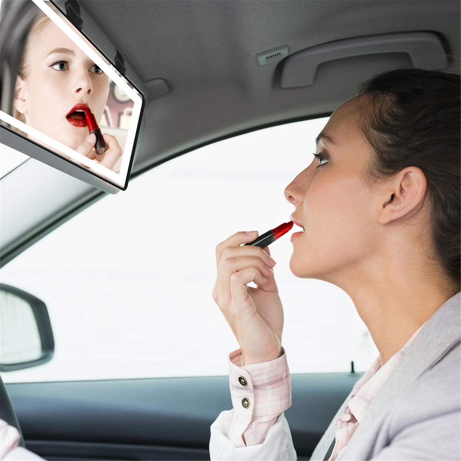 Buy Car Makeup Mirror with LED Lights Sun Visor Vanity Mirror USB Rechargeable UK in UK - High Quality Motor Vehicle Mirrors