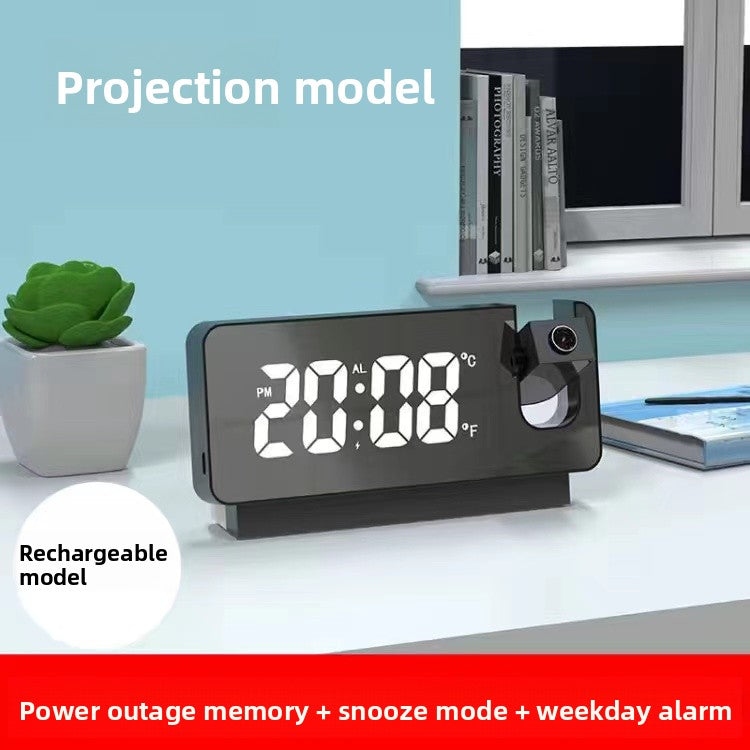 Rechargeable projection alarm clock