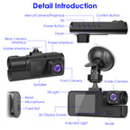 1Pc WiFi FHD 1080P Car Dash Cam – 3 Channels Front, Rear & Inside with Loop Recording & Reversing Visual - Dash Video Cameras | Buy Online in UK