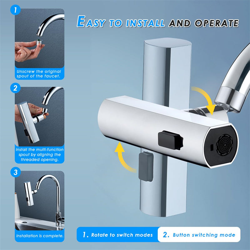 Universal Rotating Waterfall Faucet Nozzle – Splash‑Proof Bubbler Extension for Kitchen Sink - Faucet Accessories | Buy Online in UK
