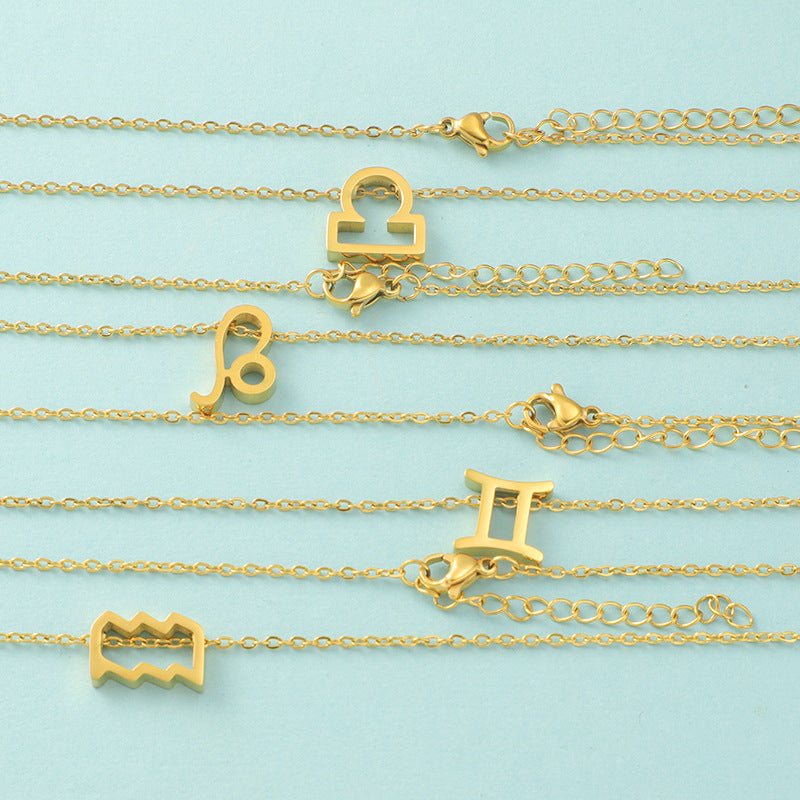 12 Zodiac Sign Collarbone Chain Necklace for Women