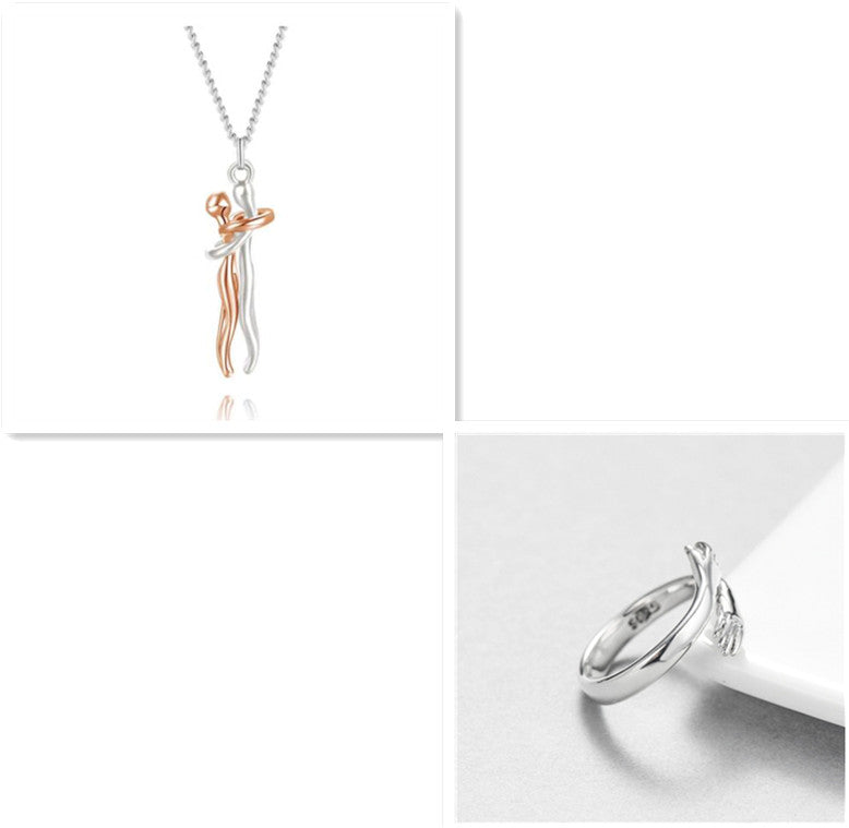 Love Hug Necklace Unisex Men Women Couple Jewelry Simple Temperament Clavicle Chain Valentine's Day Lover Gift