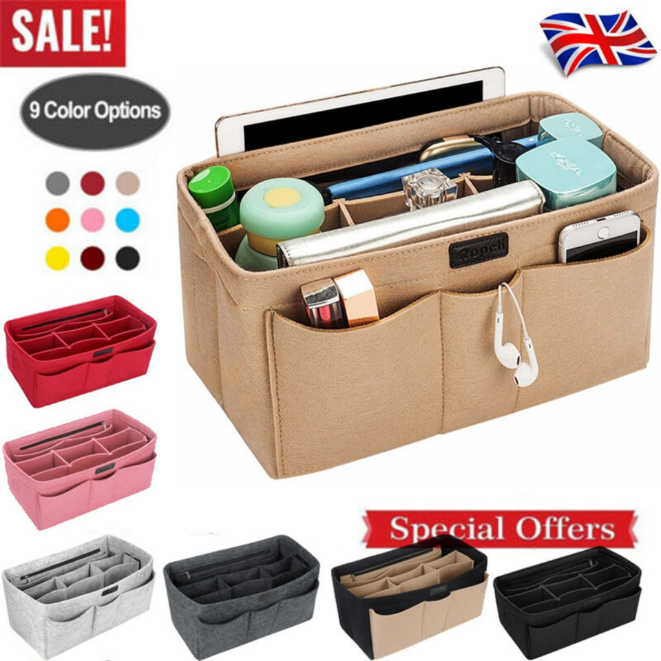 Women Ace Organizer Handbag Felt Travel Bag Insert Liner Makeup Organiser Pouch - Handbag & Wallet Accessories | Buy Online in UK