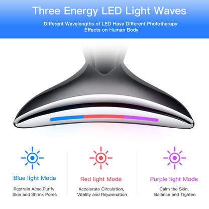 EMS Microcurrent Neck & Face Beauty Device – LED Photon Therapy for Skin Tightening - Skin Care Tools | Buy Online in UK
