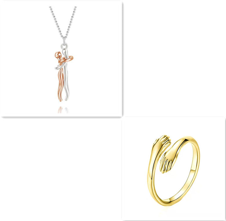 Love Hug Necklace Unisex Men Women Couple Jewelry Simple Temperament Clavicle Chain Valentine's Day Lover Gift