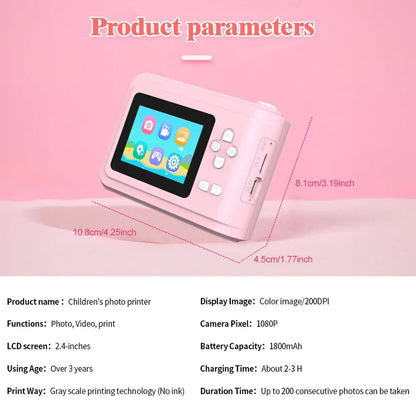 Thermal Print Camera HD 1080P Photo Printing Camera With 3 Rolls Print Paper - Pretend Electronics | Buy Online in UK