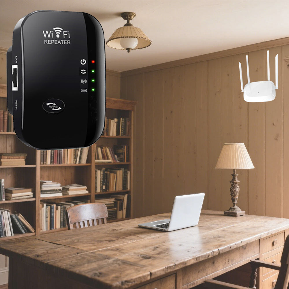WiFi Repeater Range Covers Internet Amplifier UK Plug 300Mbps Black - Repeaters & Transceivers | Buy Online in UK