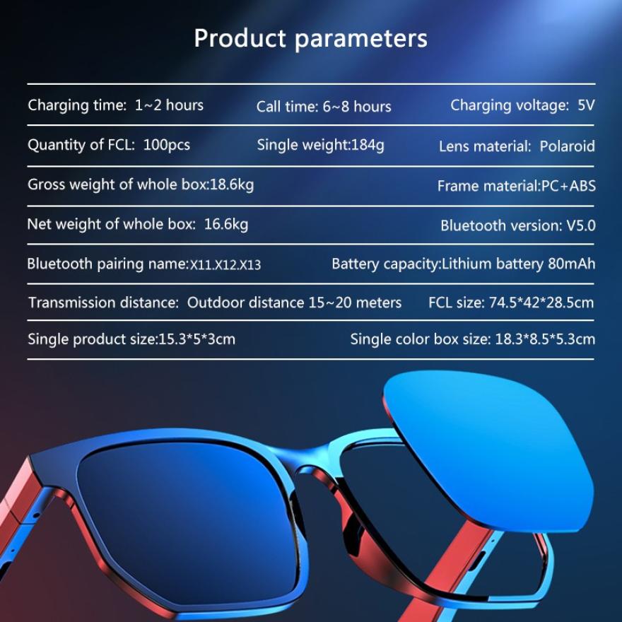 Compatible with Apple, Sports Waterproof Running Smart Bluetooth  Sunglasses