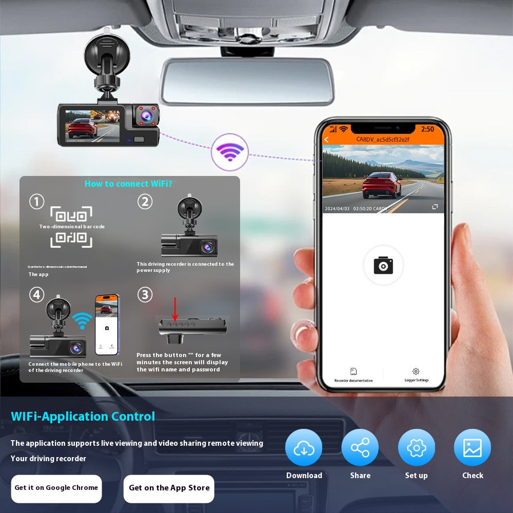 Driving Recorder with WiFi & Mobile Interconnection – Reversing Image Support - Dash Video Cameras | Buy Online in UK