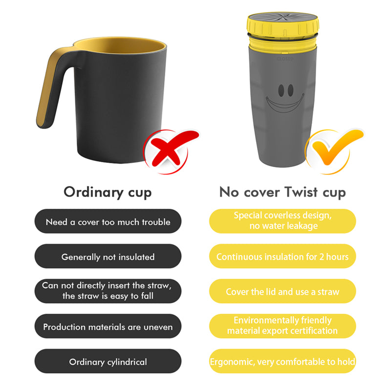 Portable Twist Tumbler – Double‑Insulated No‑Cover Cup with Straw for Children & Adults - Tumblers | Buy Online in UK