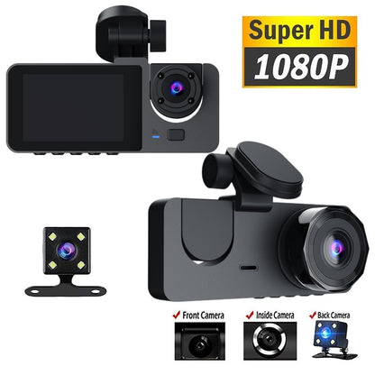 HD 1080P Three-Record Driving Recorder – Front, Rear & Inside Car Camera - Dash Video Cameras | Buy Online in UK