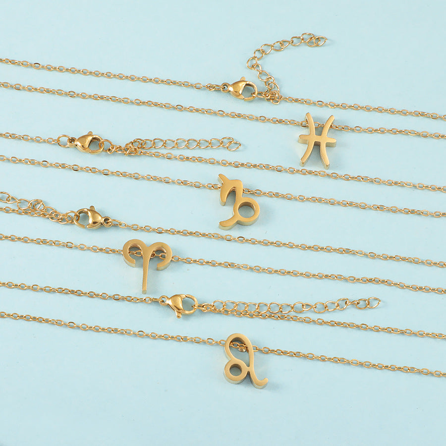 12 Zodiac Sign Collarbone Chain Necklace for Women