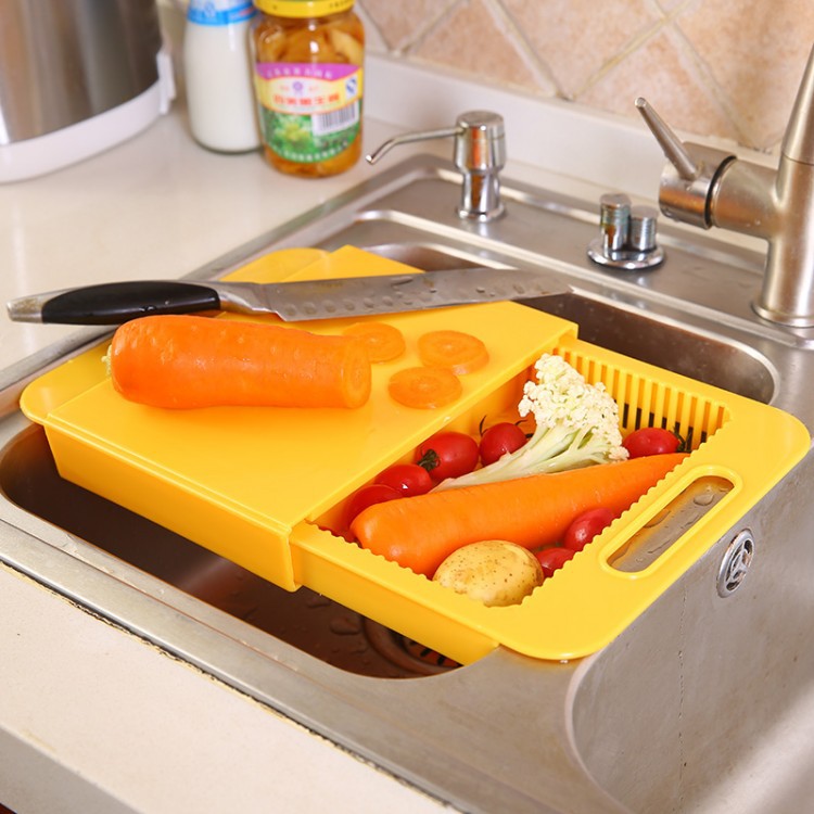Multifunction Kitchen Chopping Board with Sink & Drain Basket – 3‑in‑1 Cutting, Washing & Storage Tool - Cutting Boards | Buy Online in UK