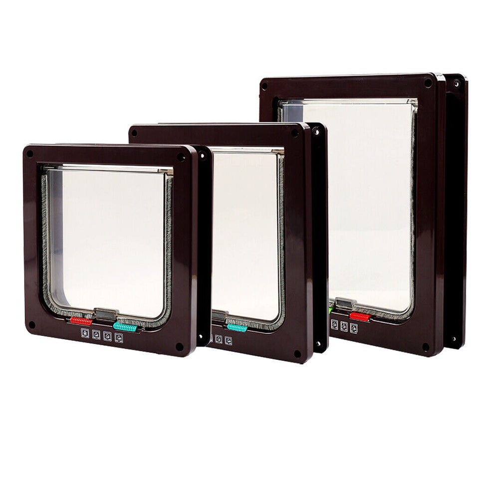 Pet Door Locking Small Medium Large Dog Cat Flap Magnetic White Frame 4 Way - Door-Mounted Doors | Buy Online in UK