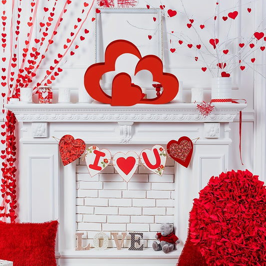 Valentine's Day Heart-shaped Decoration Wooden Heart-shaped Decoration - Holiday Ornaments | Buy Online in UK