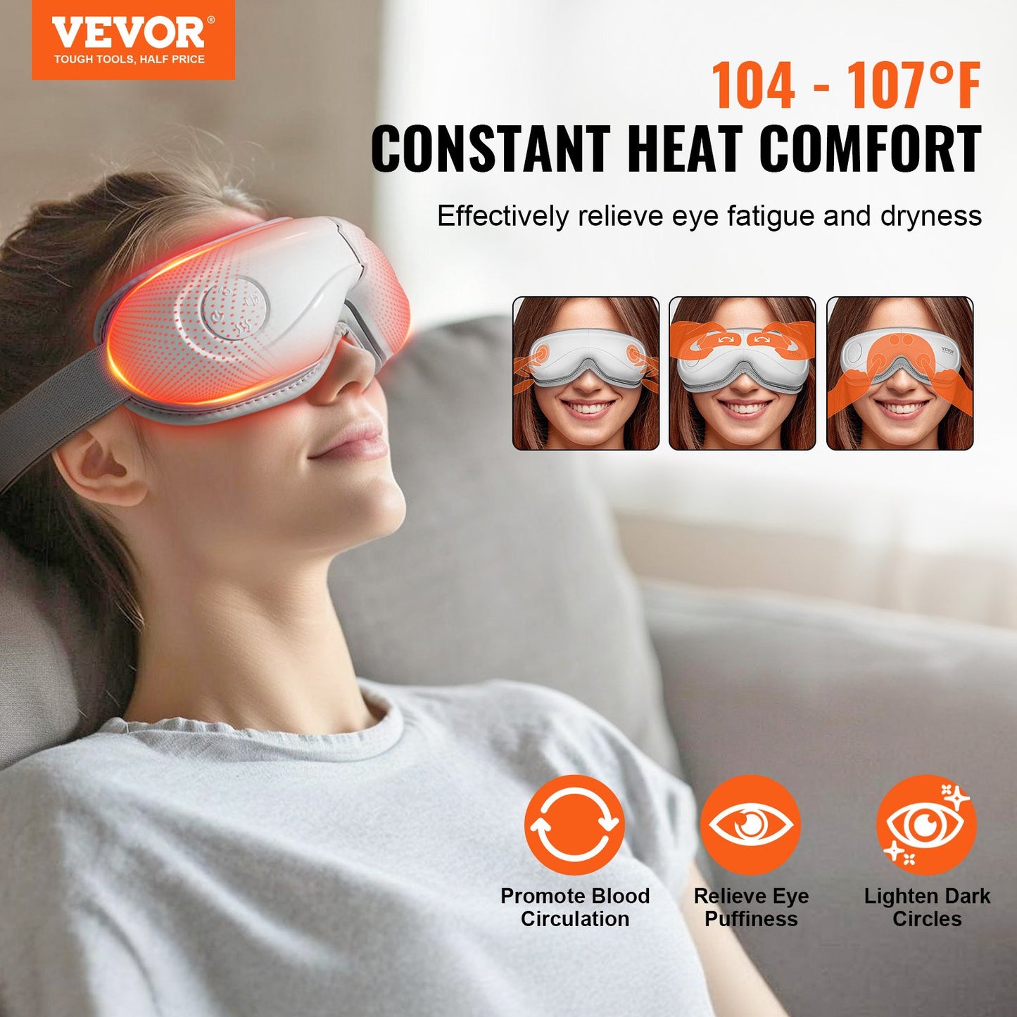 VEVOR Eye Massager with Heat & Remote – 5 Modes, Bluetooth Music, Eye Care Device - Electric Massagers | Buy Online in UK
