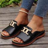 Ins Chain Wedges Sandals Summer Fashion Platform Peep-toed Slides Slippers Outdoor Thick Bottom Roman Shoes For Women