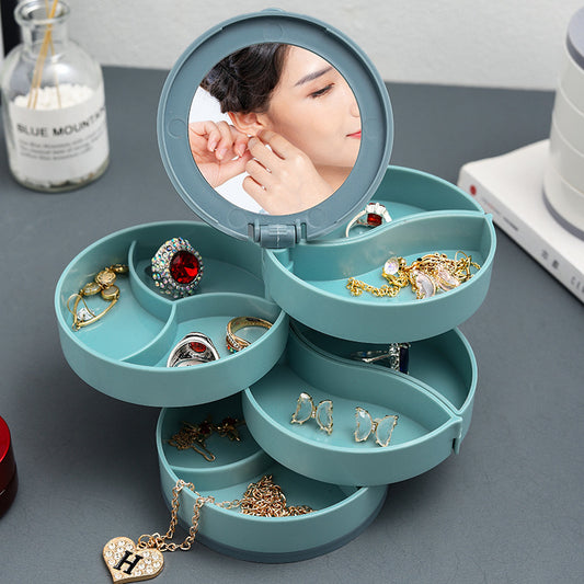 4-Layer Jewelry Box with Makeup Mirror & 360-Degree Rotation - Jewelry Boxes | Buy Online in UK