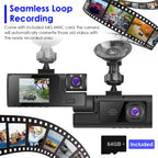 1Pc WiFi FHD 1080P Car Dash Cam – 3 Channels Front, Rear & Inside with Loop Recording & Reversing Visual - Dash Video Cameras | Buy Online in UK
