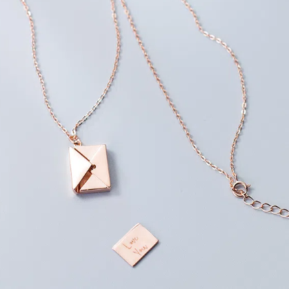 Love You Envelope Necklace Romantic Gift for Her