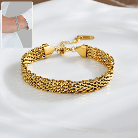 Women's Chain Bracelet Business Casual Golden Silver Metal Bracelet Jewelry