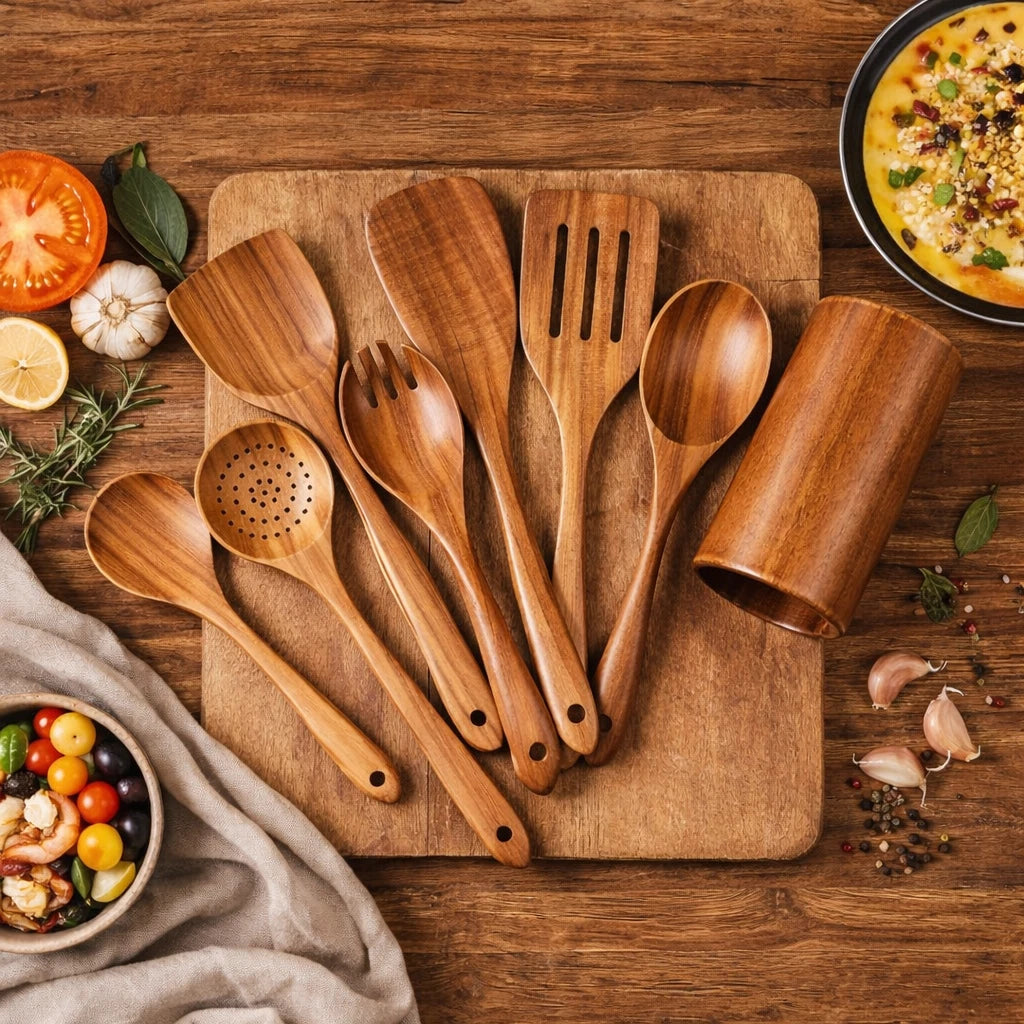 ProChef Handcrafted Teak Utensil Set Eco-Friendly